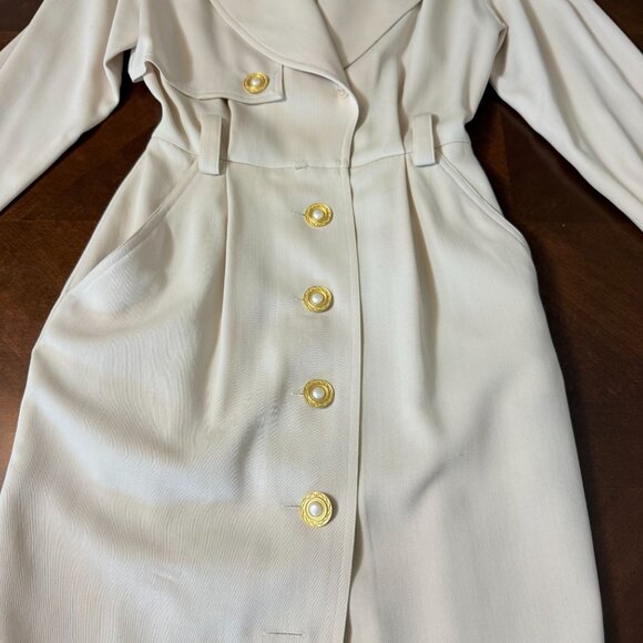 Vintage Dana Buchman Pearl Button coat Size 4 pure Wool Blend Belted read - Picture 11 of 16